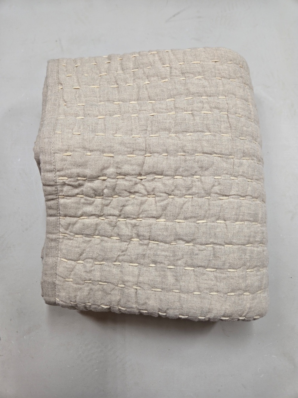 QUINCE European Linen Cotton Stitch Sham Set King Natural 9799 - Picture 4 of 8